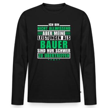 Des performances inégalées en tant qu’agriculteur - T-shirt manches longues Premium bio Homme - noir - Devant - Nico (187cm)