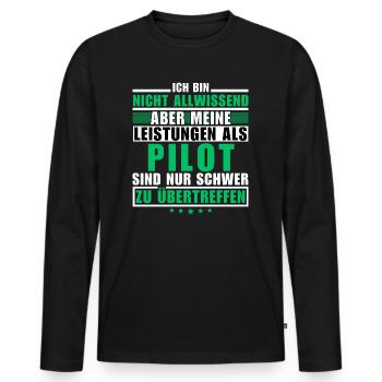 Des performances inégalées en tant que pilote - T-shirt manches longues Premium bio Homme - noir - Devant - Nico (187cm)