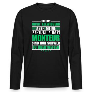 Des performances inégalées en tant qu’ajusteur - T-shirt manches longues Premium bio Homme - noir - Devant - Nico (187cm)