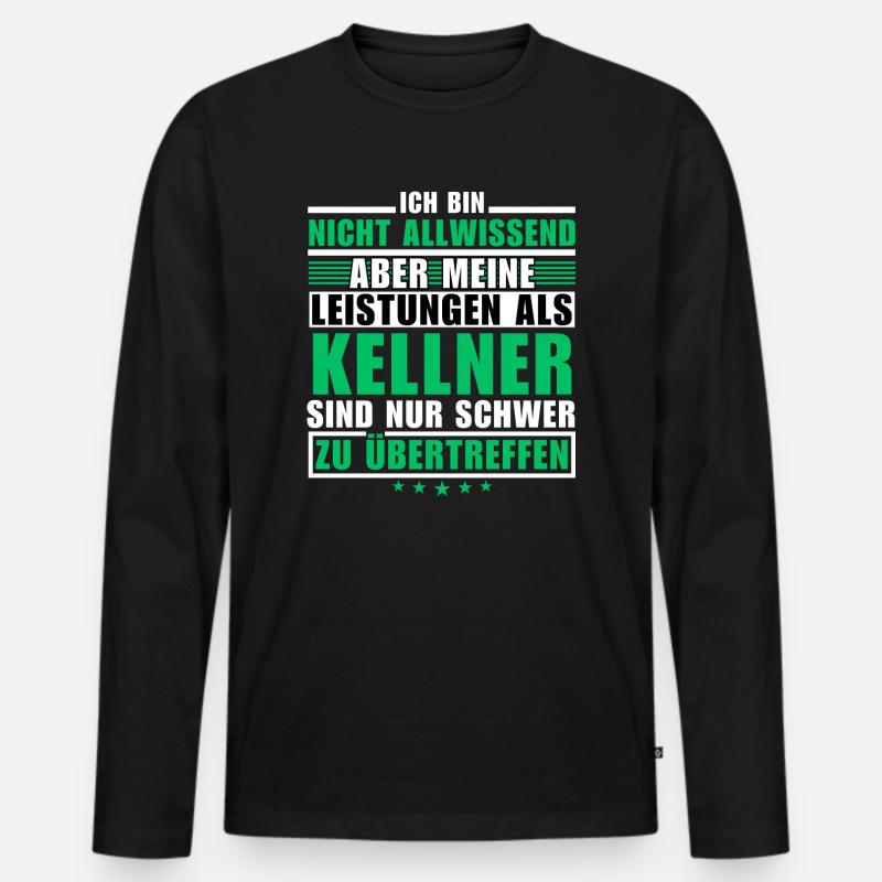 Unübertroffene Leistung als Kellner - Männer Premium Bio Langarmshirt - Schwarz