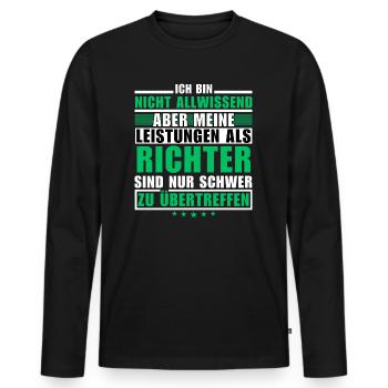 Unübertroffene Leistung als Richter - Männer Premium Bio Langarmshirt - Schwarz - Vorne - Nico (187cm)