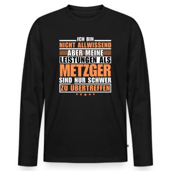 Unübertroffene Leistung als Metzger - Männer Premium Bio Langarmshirt - Schwarz - Vorne - Nico (187cm)