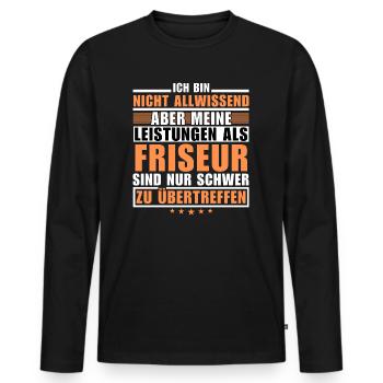 Des performances inégalées en tant que coiffeur - T-shirt manches longues Premium bio Homme - noir - Devant - Nico (187cm)