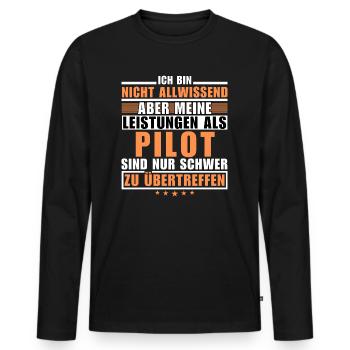 Des performances inégalées en tant que pilote - T-shirt manches longues Premium bio Homme - noir - Devant - Nico (187cm)