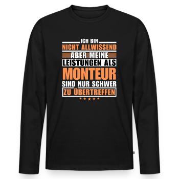 Des performances inégalées en tant qu’ajusteur - T-shirt manches longues Premium bio Homme - noir - Devant - Nico (187cm)