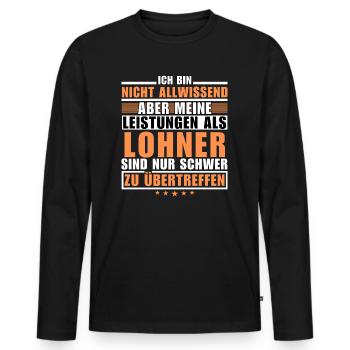 Unübertroffene Leistung als Lohner - Männer Premium Bio Langarmshirt - Schwarz - Vorne - Nico (187cm)