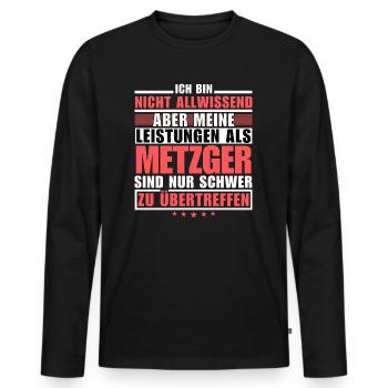 Unübertroffene Leistung als Metzger - Männer Premium Bio Langarmshirt - Schwarz - Vorne - Nico (187cm)