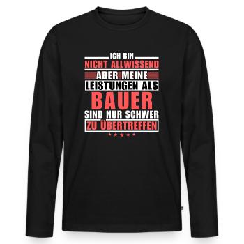 Des performances inégalées en tant qu’agriculteur - T-shirt manches longues Premium bio Homme - noir - Devant - Nico (187cm)