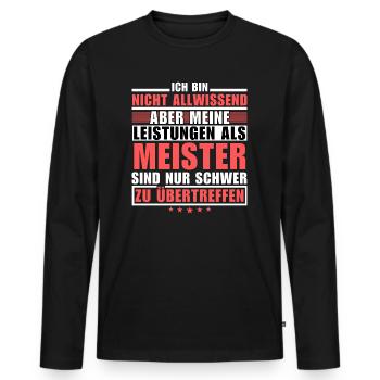 Unübertroffene Leistung als Meister - Männer Premium Bio Langarmshirt - Schwarz - Vorne - Nico (187cm)