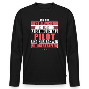 Des performances inégalées en tant que pilote - T-shirt manches longues Premium bio Homme - noir - Devant - Nico (187cm)