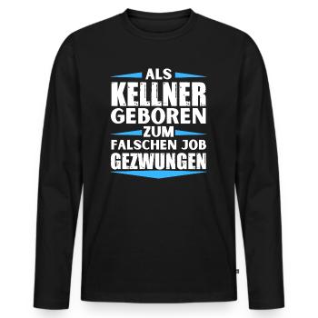 Le serveur a atterri dans le mauvais emploi - T-shirt manches longues Premium bio Homme - noir - Devant - Nico (187cm)