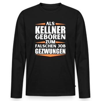 Kellner im falschen Job gelandet - Männer Premium Bio Langarmshirt - Schwarz - Vorne - Nico (187cm)