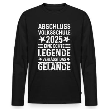 Abschluss 2025 Volksschule - Männer Premium Bio Langarmshirt - Schwarz - Vorne - Nico (187cm)
