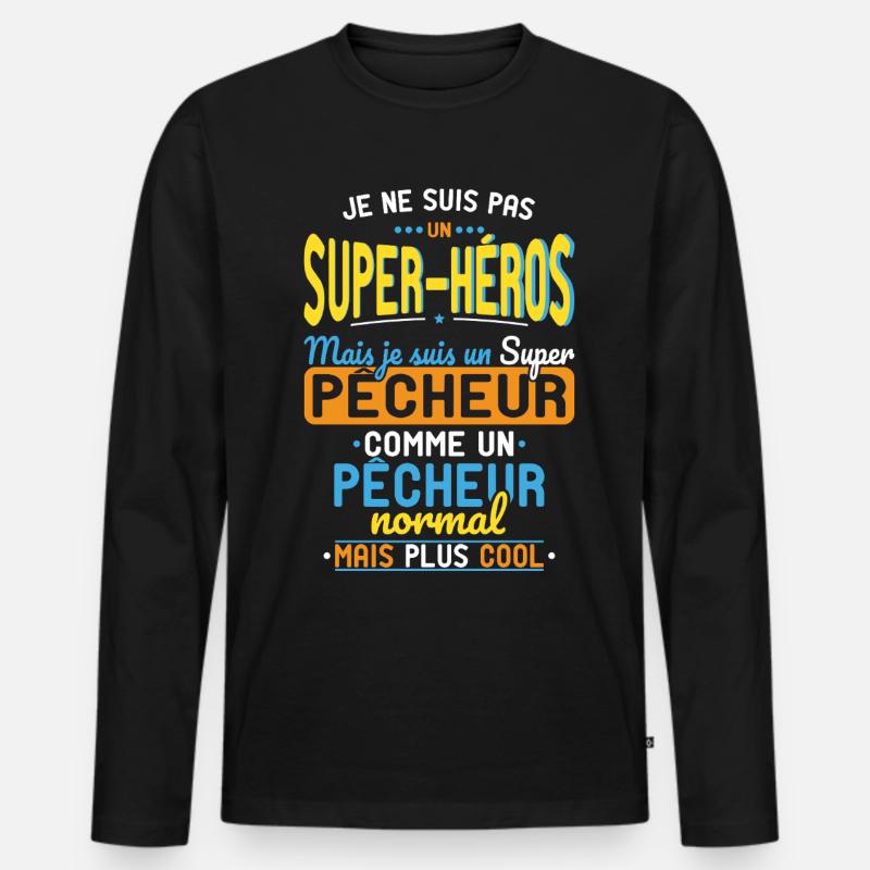 Kein Superheld, sondern ein Superfischer - Männer Premium Bio Langarmshirt - Schwarz