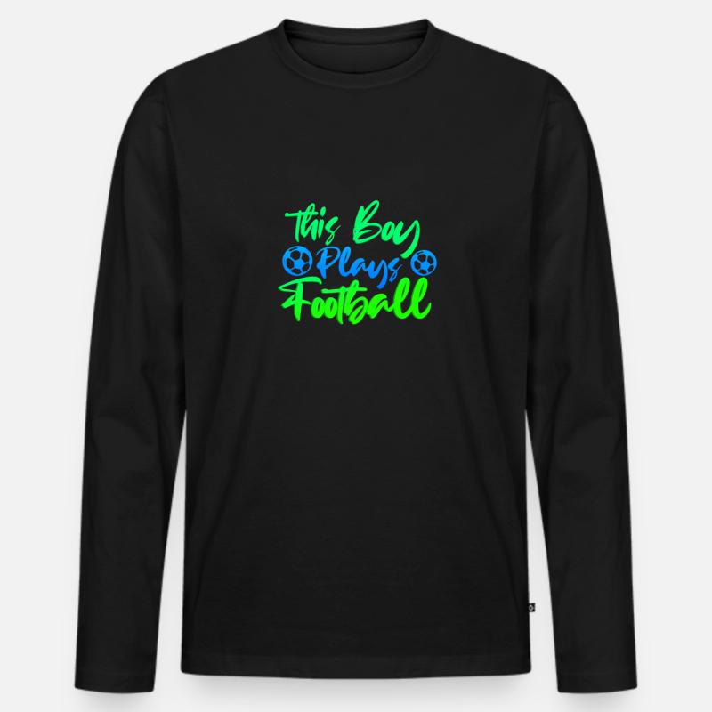 Fussball Junge - Männer Premium Bio Langarmshirt - Schwarz