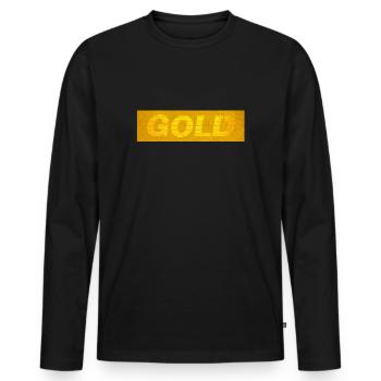 gold - Men's Premium Organic Long Sleeve Shirt - black - Front - Nico (187cm)