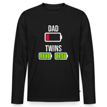 Papa avec des jumeaux - T-shirt manches longues Premium bio Homme - noir - Devant - Nico (187cm)