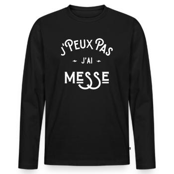 je peux pas j'ai messe idée cadeau humour chrétien - T-shirt manches longues Premium bio Homme - noir - Devant - Nico (187cm)