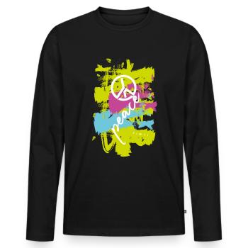 Peace farbig - Männer Premium Bio Langarmshirt - Schwarz - Vorne - Nico (187cm)