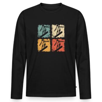 Vintage Snowboarder Winterspaß Snowboard Grafik - Männer Premium Bio Langarmshirt - Schwarz - Vorne - Nico (187cm)