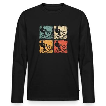 Mountain Bike MTB Uphill Bike Cycling Fun - Men's Premium Organic Long Sleeve Shirt - black - Front - Nico (187cm)
