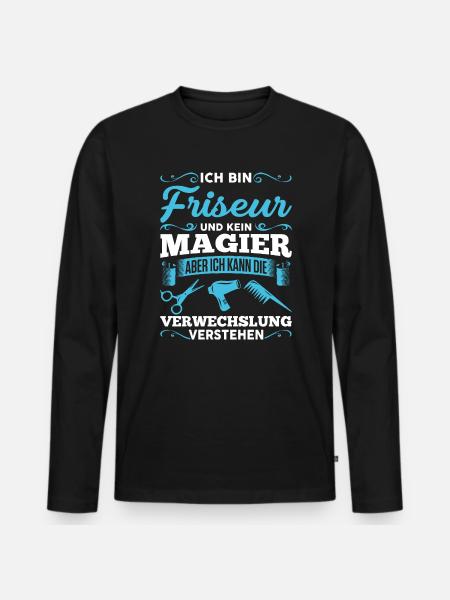 lustiges Friseur - Männer Premium Bio Langarmshirt - Schwarz