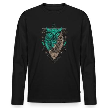 Eule Eulen Fan Lieblingstier Eule - Männer Premium Bio Langarmshirt - Schwarz - Vorne - Nico (187cm)