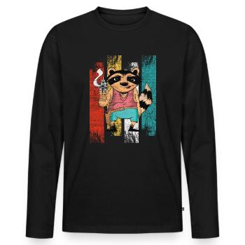 Raton laveur Gangster Raton laveur Raton laveur Raton laveur avec pistolet - T-shirt manches longues Premium bio Homme - noir - Devant - Nico (187cm)