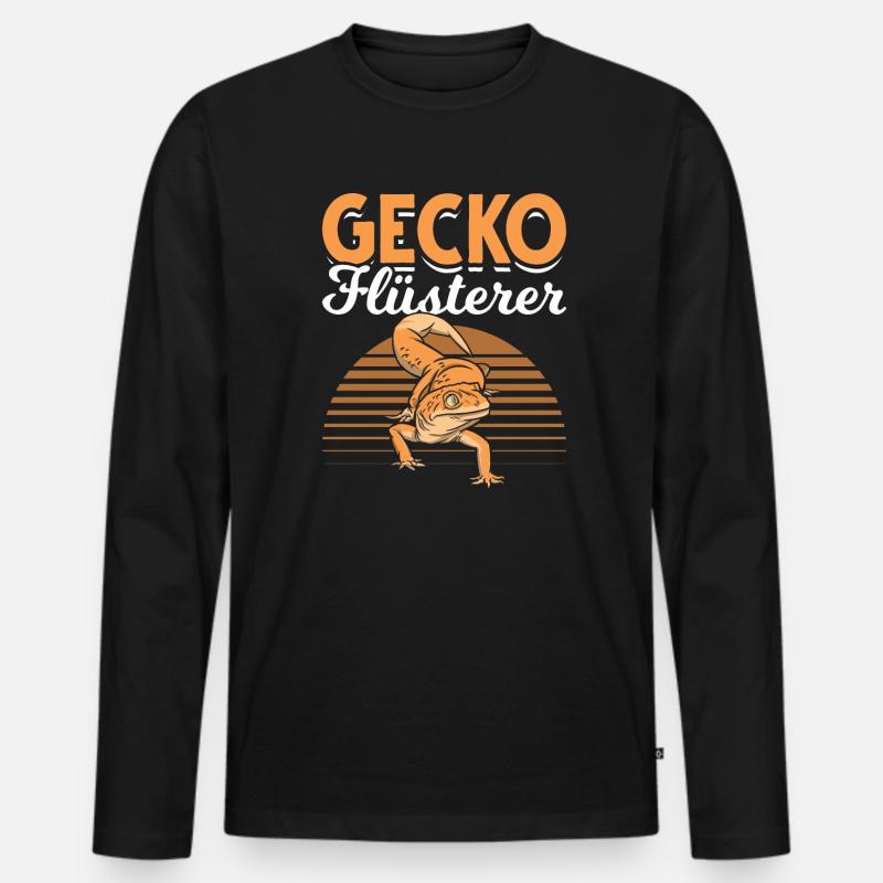 Gecko Flüsterer Lieblingstier Gecko Echse - Männer Premium Bio Langarmshirt - Schwarz
