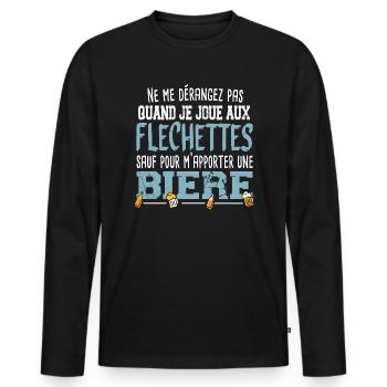 Fléchettes Bière Alcool Apéro Jeu Cadeau Humour - T-shirt manches longues Premium bio Homme - noir - Devant - Nico (187cm)