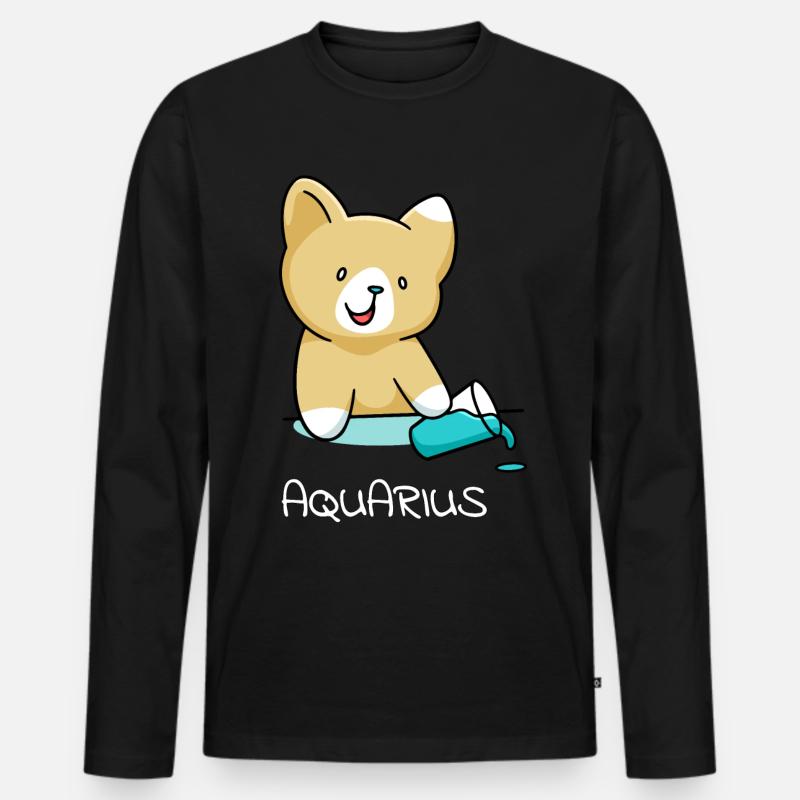 Sternzeichen Wassermann Katze Aquarius Geschenk - Männer Premium Bio Langarmshirt - Schwarz