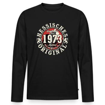 50. Geburtstag 2023 Hessisches Original Geschenk - Männer Premium Bio Langarmshirt - Schwarz - Vorne - Nico (187cm)