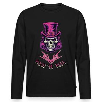 Rock n Roll Skull - Men's Premium Organic Long Sleeve Shirt - black - Front - Nico (187cm)