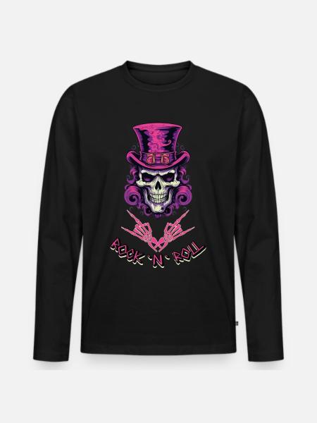 Rock n Roll Crâne - T-shirt manches longues Premium bio Homme - noir