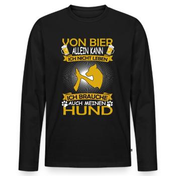 Hund und Bier Liebhaber Spruch High Five - Männer Premium Bio Langarmshirt - Schwarz - Vorne - Nico (187cm)