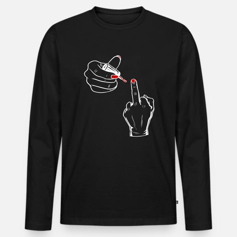 Damen Mittelfinger sarkasmus nagellack - Männer Premium Bio Langarmshirt - Schwarz
