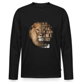 No More Slave Who Fears The Child of God - Men's Premium Organic Long Sleeve Shirt - black - Front - Nico (187cm)