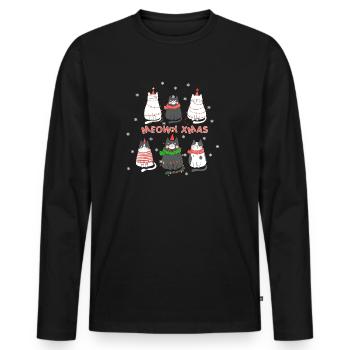 Mignon Chats Chaton Tenue de Noël - T-shirt manches longues Premium bio Homme - noir - Devant - Nico (187cm)