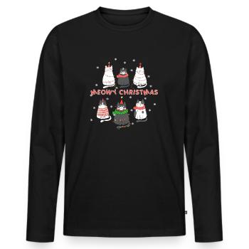Mignon Chats Chaton Tenue de Noël - T-shirt manches longues Premium bio Homme - noir - Devant - Nico (187cm)
