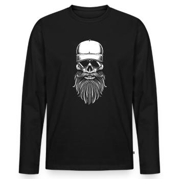 cooler totenkopf mit Sonnenbrille - Männer Premium Bio Langarmshirt - Schwarz - Vorne - Nico (187cm)
