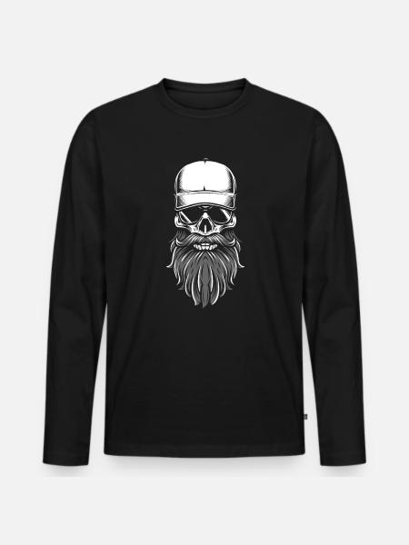 cool skull with sunglasses - Men's Premium Organic Long Sleeve Shirt - black