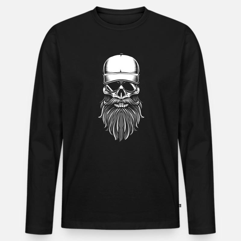 cooler totenkopf mit Sonnenbrille - Männer Premium Bio Langarmshirt - Schwarz