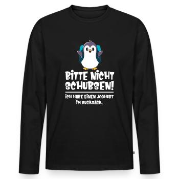Kids Please don't push penguin cute - Men's Premium Organic Long Sleeve Shirt - black - Front - Nico (187cm)