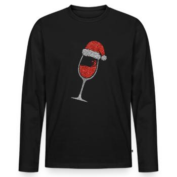 Wine Christmas cap glitter beautiful - Men's Premium Organic Long Sleeve Shirt - black - Front - Nico (187cm)