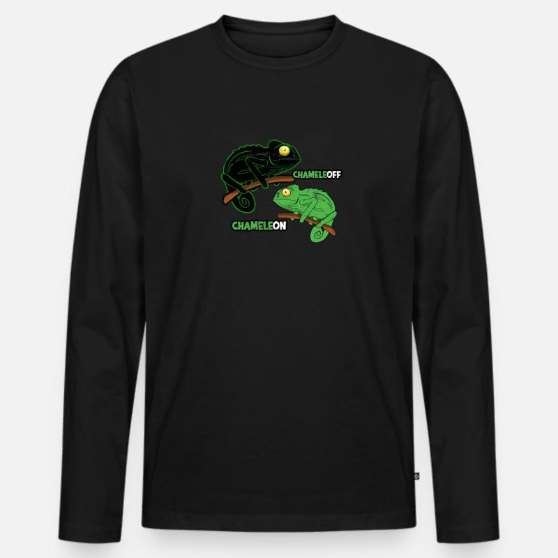 CHAMELEOFF CHAMELEON - Anpassungsfähigkeit - Männer Premium Bio Langarmshirt - Schwarz