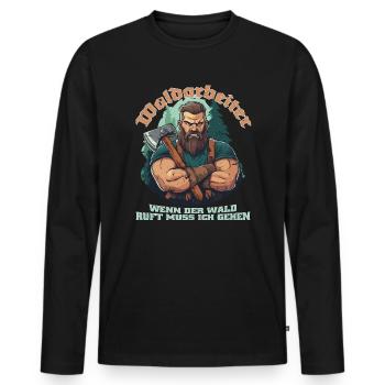 Holzfäller Förster Waldarbeiter Holz Geschenk - Männer Premium Bio Langarmshirt - Schwarz - Vorne - Nico (187cm)