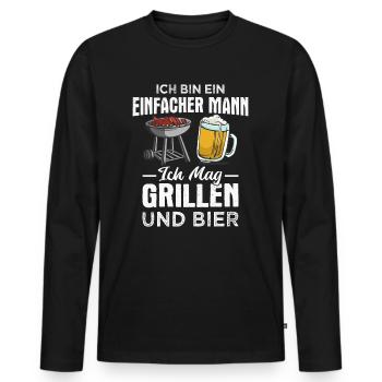 Griller BBQ Grill Grillmeister Grillen Bier - Männer Premium Bio Langarmshirt - Schwarz - Vorne - Nico (187cm)