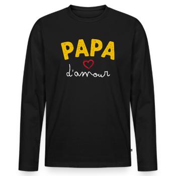 Papa D'amour Le Meilleur de Tous - T-shirt manches longues Premium bio Homme - noir - Devant - Nico (187cm)