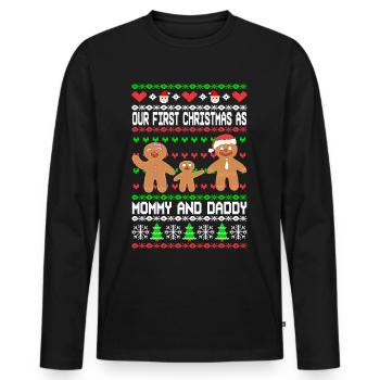 First Christmas as a parent partner look Ugly - Men's Premium Organic Long Sleeve Shirt - black - Front - Nico (187cm)
