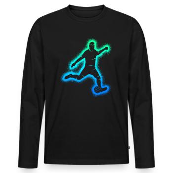 Fußball Kinder Fußballer Herren Jungen Fussball - Männer Premium Bio Langarmshirt - Schwarz - Vorne - Nico (187cm)